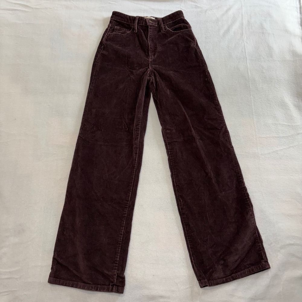 Universal Thread Wide Leg Brown Corduroy Pants High Rise Womens Size 2 Fall boho